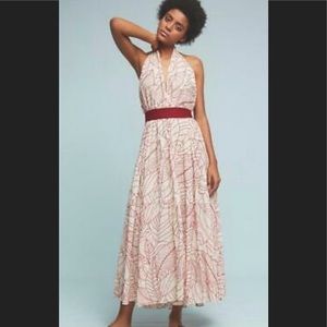 Anthropologie x Lilka Samarkand Embroidered Wrap Halter Maxi Dress. Beach-ready!